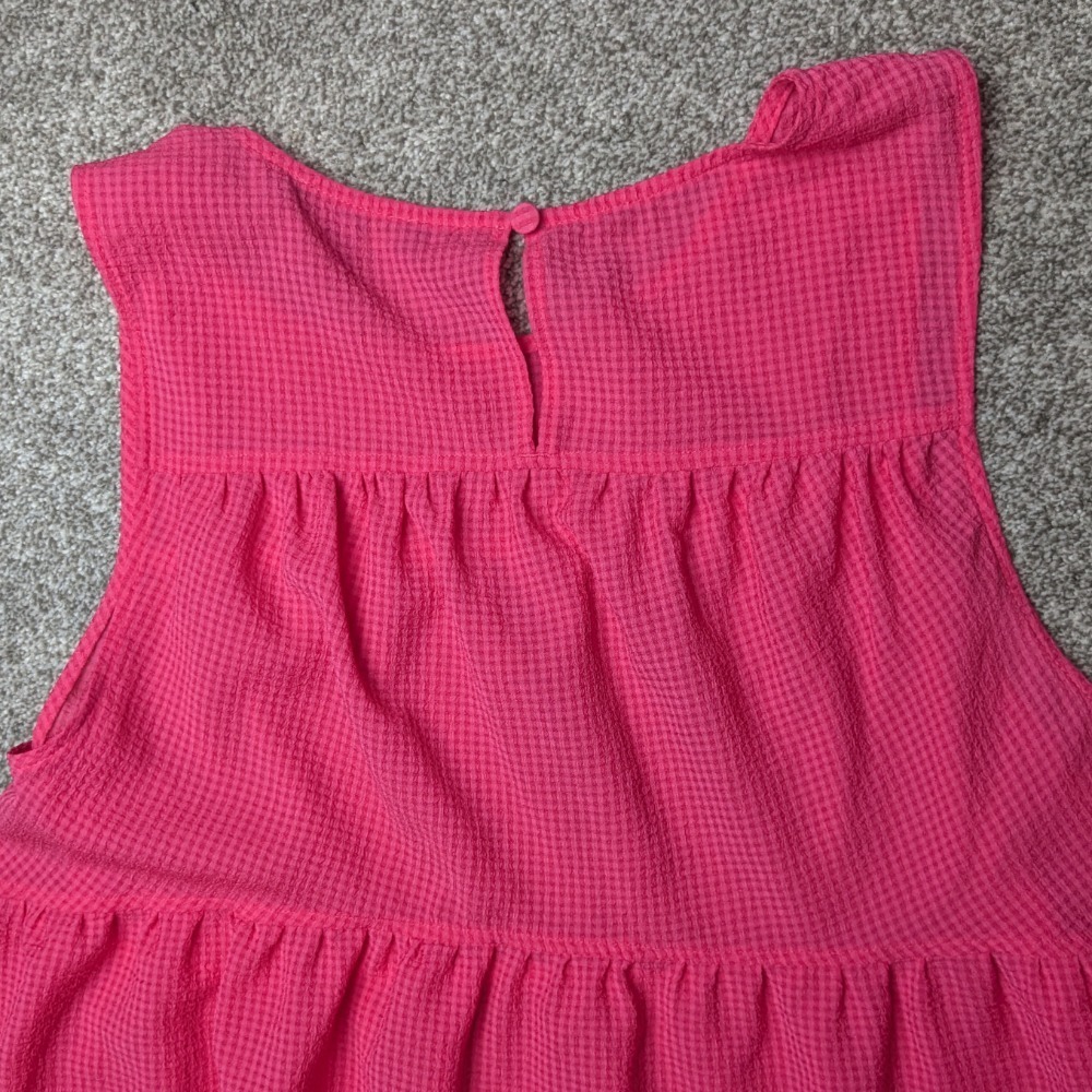 Banana Republic‎ Seersucker Tiered Pink Babydoll Tank Top Women's Medium Tall - Picture 8 of 8